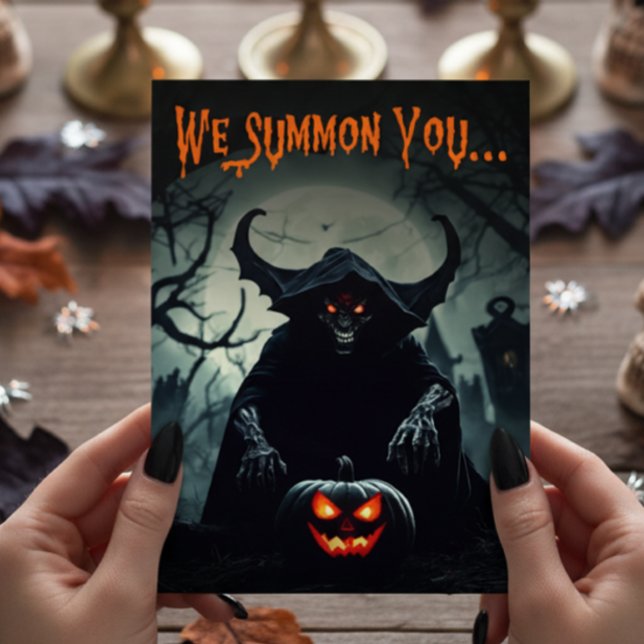 Scary Red Eyed Demon Adult Halloween Party Invitation (Creator Uploaded)