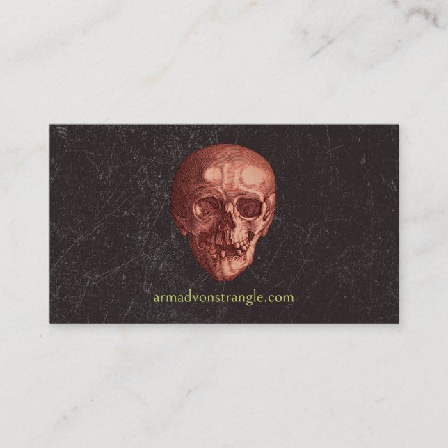 Scary Red Human Skull Halloween Business Card (Front)