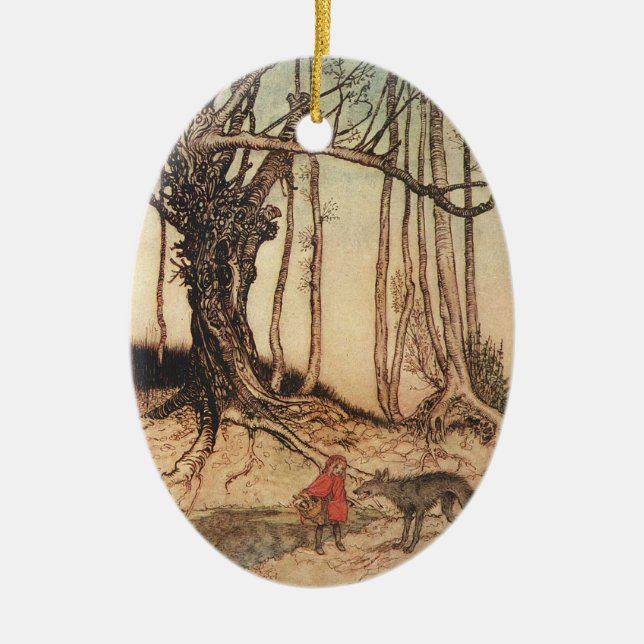 Scary Red Riding Hood Ceramic Tree Decoration (Front)