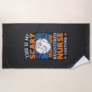Scary Registered Nurse Costume Ghost Pumpkins Hall Beach Towel
