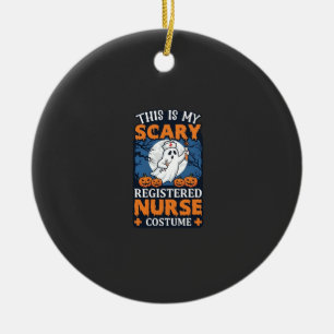 Scary Registered Nurse Costume Ghost Pumpkins Hall Ceramic Ornament