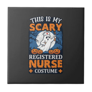 Scary Registered Nurse Costume Ghost Pumpkins Hall Ceramic Tile