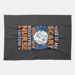 Scary Registered Nurse Costume Ghost Pumpkins Hall Tea Towel