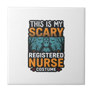 Scary Registered Nurse Costume Halloween Shirt Des Ceramic Tile
