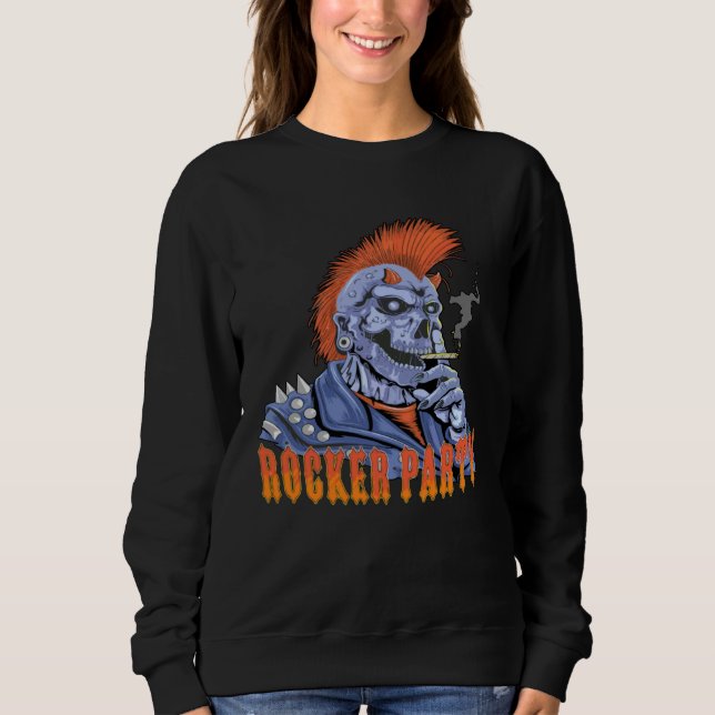 Scary Rocker party Skull horns horror Sweatshirt (Front)