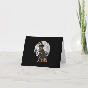 Scary Rottweiler Dog Witch Hat Halloween Thank You Card