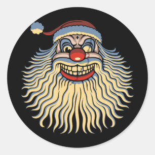 Scary Santa Clown Classic Round Sticker