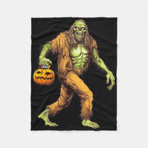Scary Sasquatch Bigfoot Zombie Carrying Halloween Fleece Blanket