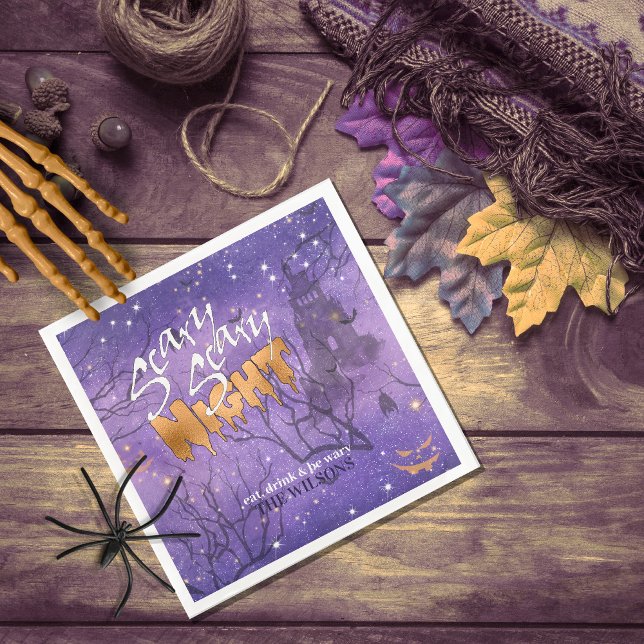 Scary Scary Night Halloween Purple ID946 Napkin (Creator Uploaded)