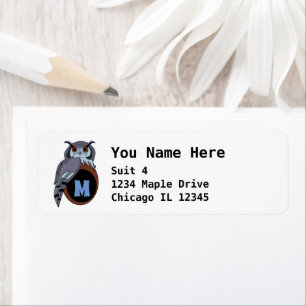 Scary Scop Owl Monogram Return Address Label