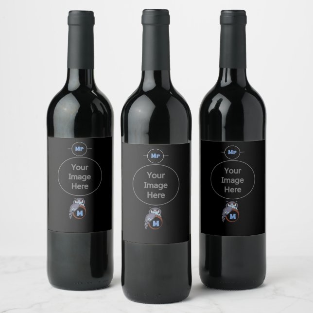 Scary Scop Owl Monogram Wine Label (Bottles)