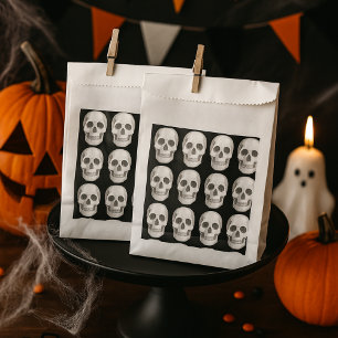 Scary Scull Black & White Pattern Happy Halloween Favour Bag