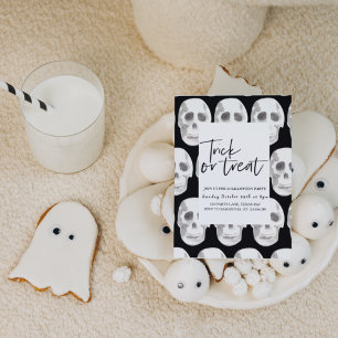Scary Scull Trick or Treat Halloween Party Invitation