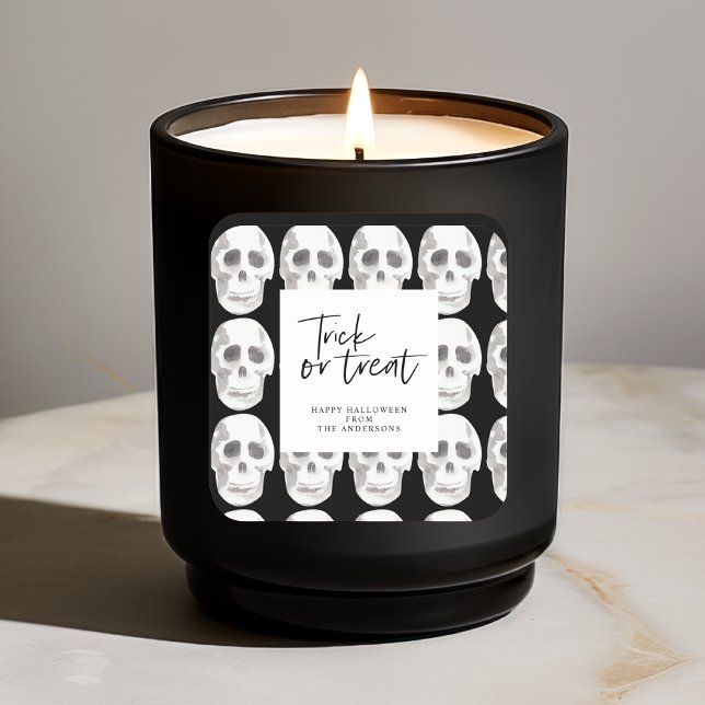 Scary Scull Trick or Treat | Halloween Party |  Square Sticker (Creator Uploaded)
