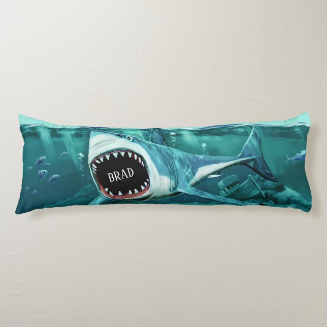 Scary Shark custom name body pillow (Front)