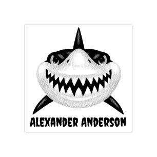 Scary Shark Name Plate Personalise Rubber Stamp