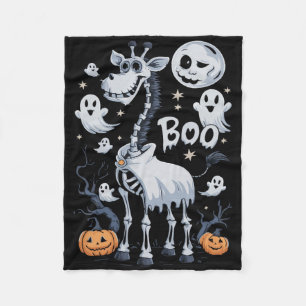 Scary Skeleton Giraffe In Ghosts Halloween Fleece Blanket