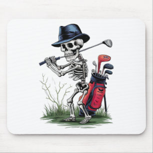 Scary Skeleton Golf Funny Halloween Golfing Sports Mouse Pad