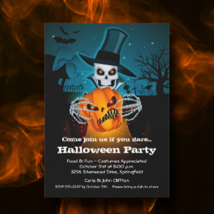 Scary Skeleton Halloween Invitation