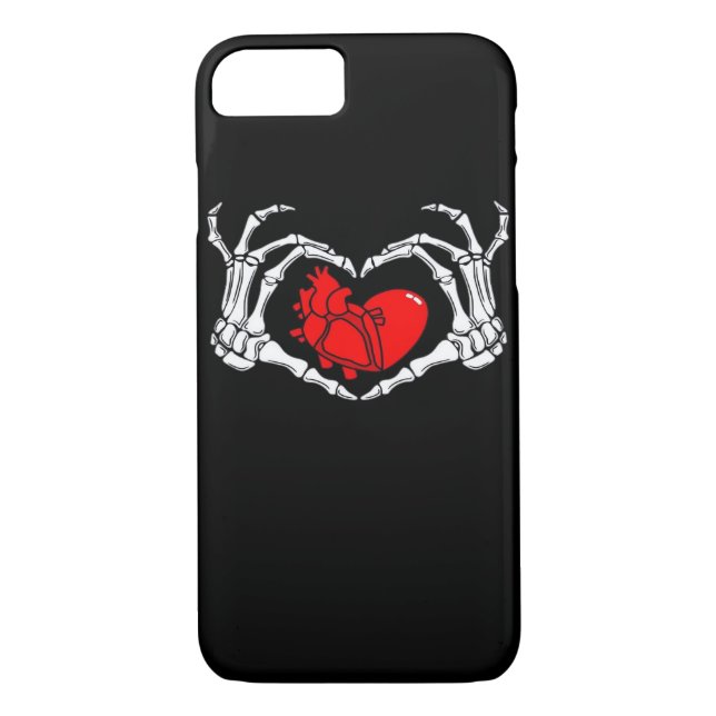 Scary Skeleton Hands And Red Heart Creepy Spooky V Case-Mate iPhone Case (Back)