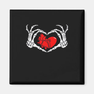 Scary Skeleton Hands And Red Heart Creepy Spooky V Magnet
