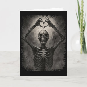Scary Skeleton Hands Heart Sign Funny Halloween Co Card