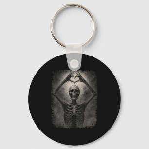 Scary Skeleton Hands Heart Sign Funny Halloween Co Key Ring