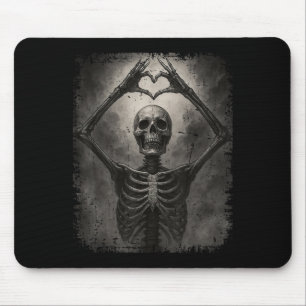 Scary Skeleton Hands Heart Sign Funny Halloween Co Mouse Pad