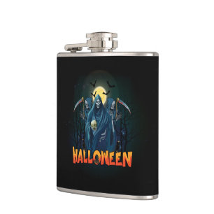 Scary Skeleton Night Halloween, My Halloween Mood. Hip Flask