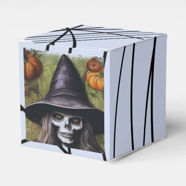 Scary Skeleton Witch for a Creepy Halloween Party Favour Box (Front Side)