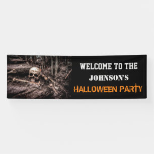 Scary Skull and Bones Halloween Party Banner