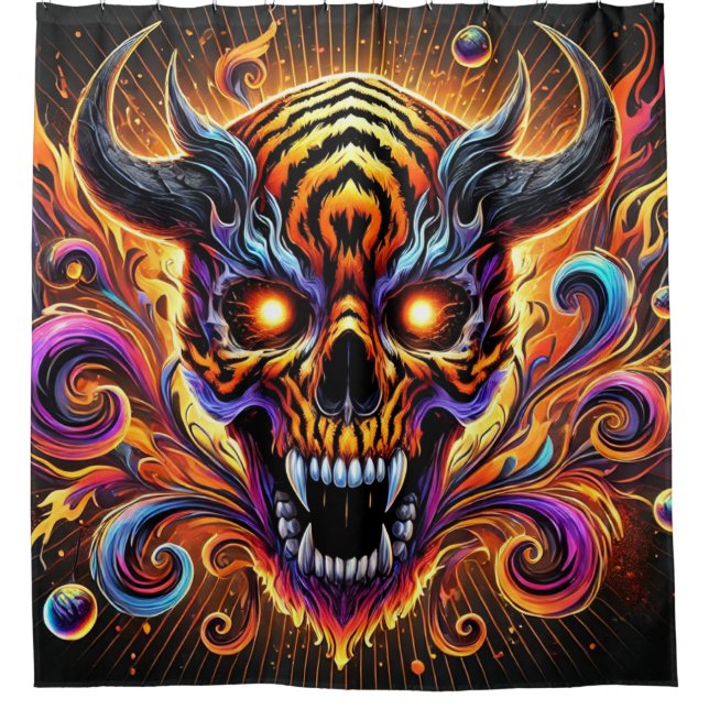 Scary Skull Art Shower Curtain (Front)