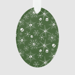 Scary skull Creepmas Christmas Snowflakes green Ornament