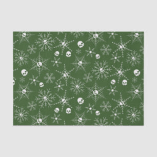 Scary skull Creepmas Christmas Snowflakes green Tissue Paper