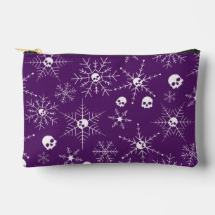 Scary skull Creepmas Christmas Snowflakes purple Accessory Pouch