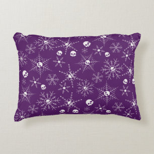 Scary skull Creepmas Christmas Snowflakes purple Decorative Cushion