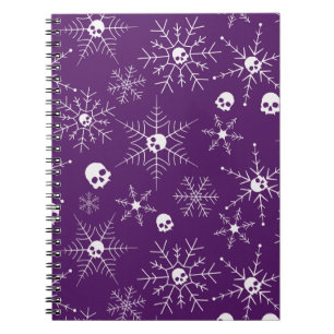 Scary skull Creepmas Christmas Snowflakes purple Notebook
