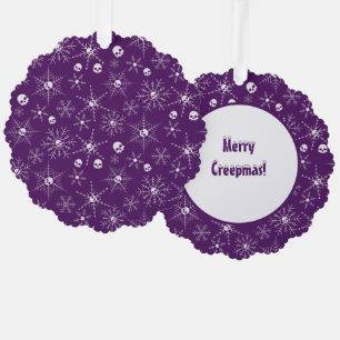 Scary skull Creepmas Christmas Snowflakes purple Tree Decoration Card