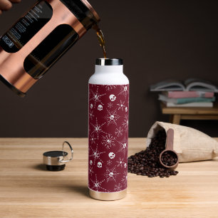 Scary skull Creepmas Christmas Snowflakes red Water Bottle
