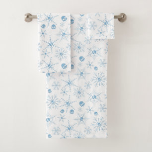 Scary skull Creepmas Christmas Snowflakes white Bath Towel Set