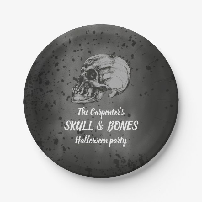 Scary Skull for Halloween Paper Plate (Front)