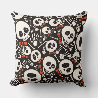 Scary Skull Halloween Pattern Cushion