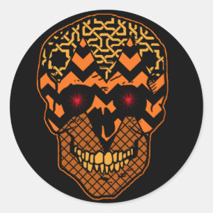 Scary Skull Sticker on Black Background