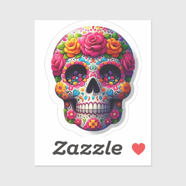 SCARY SKULL WITH LIVE FLOWERS (Sheet)