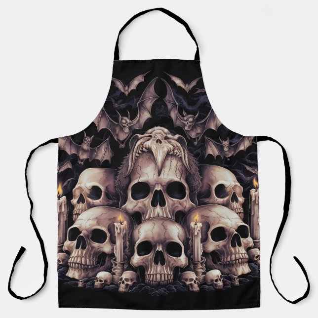 SCARY SKULLS AND BATS APRON (Front)