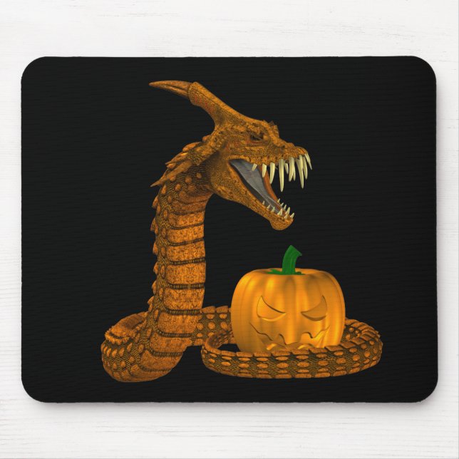 Scary Snake Protecting A Pumpkin Mouse Pad (Front)