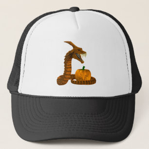 Scary Snake Protecting A Pumpkin Trucker Hat