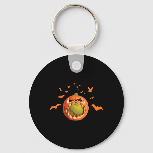 Scary Softll Jack O'lantern Pumpkin Halloween Soft Key Ring (Front)
