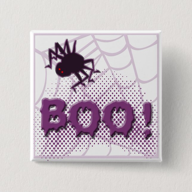Scary spider 15 cm square badge (Front)