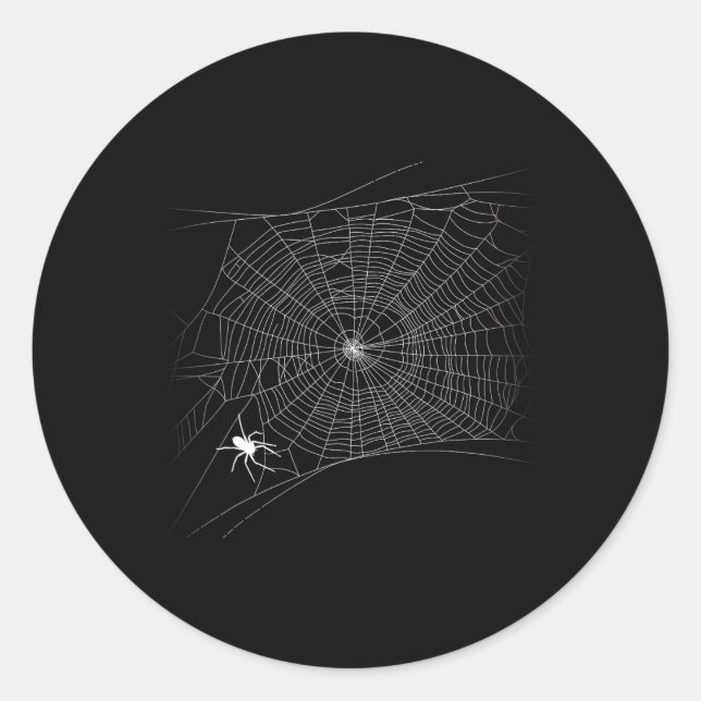 Scary Spider Web - Black Widow Halloween  Classic Round Sticker (Front)